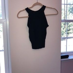 Black Cropped Thin Strapped Top